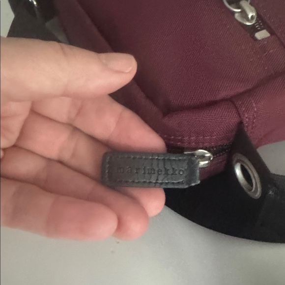 Marimekko Cash & Carry Canvas Crossbody Nylon Maroon Bag - Picture 9 of 12